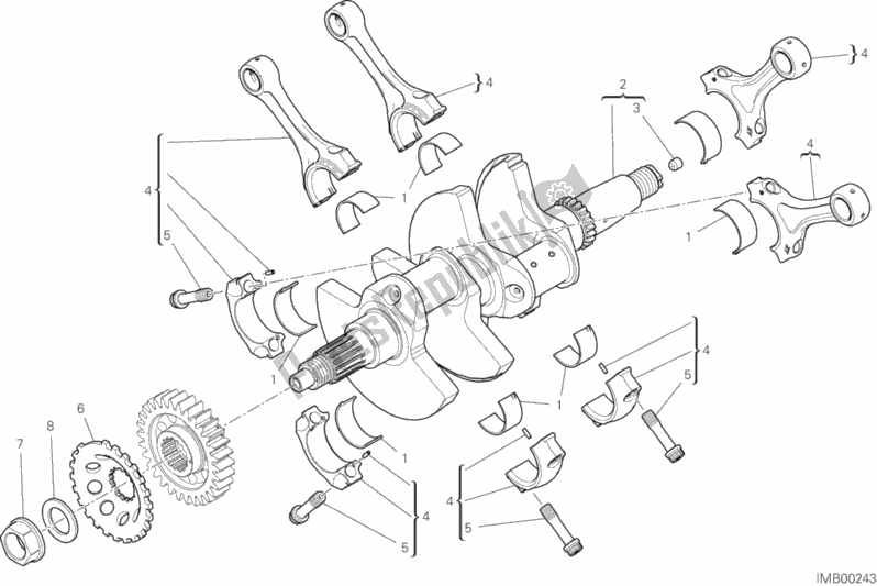 All parts for the Connecting Rods of the Ducati Superbike Panigale V4 S Corse 1100 2019